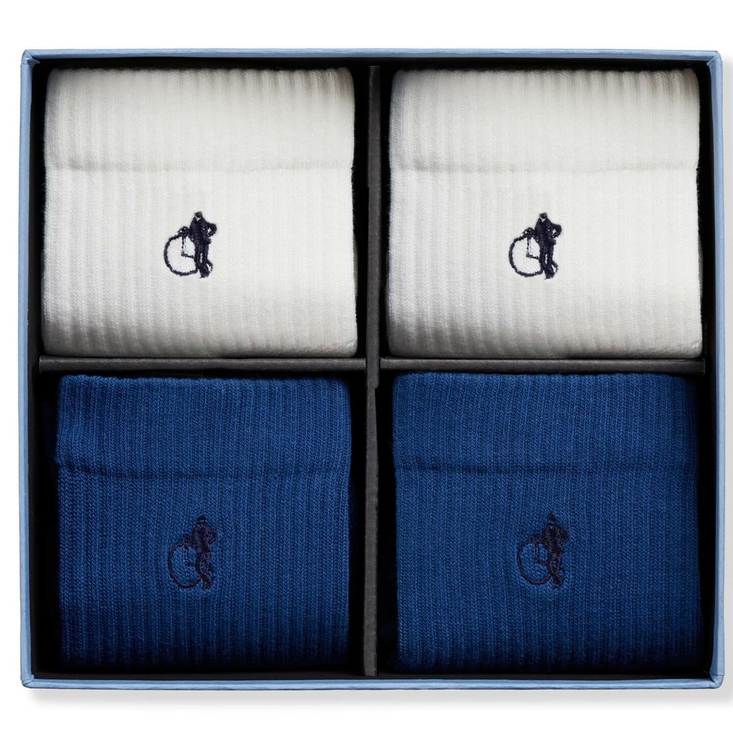 Simply Active Quarter, White Cream & Navy, 4-Pair Box