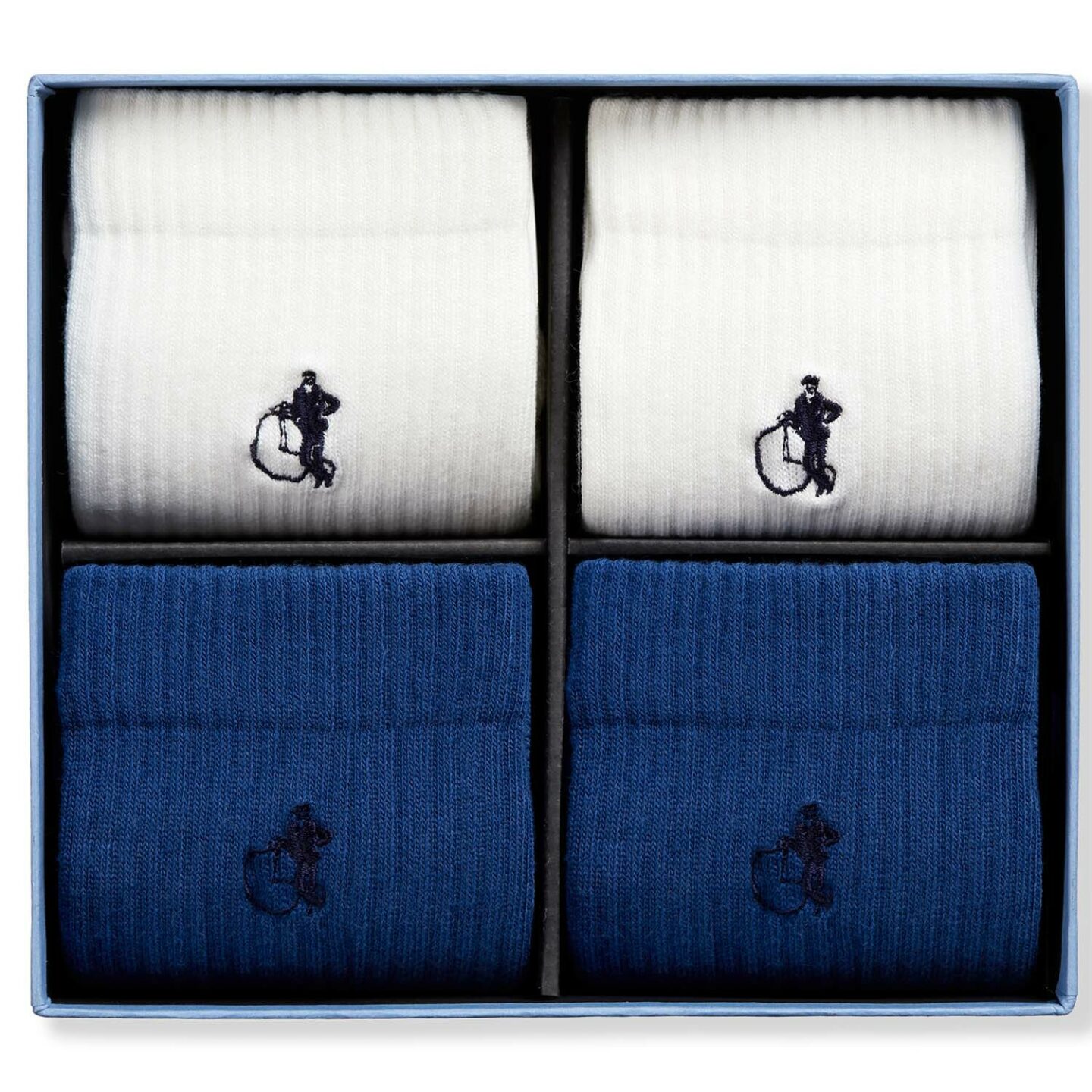 Simply Active Crew, White Cream & Navy, 4-Pair Box