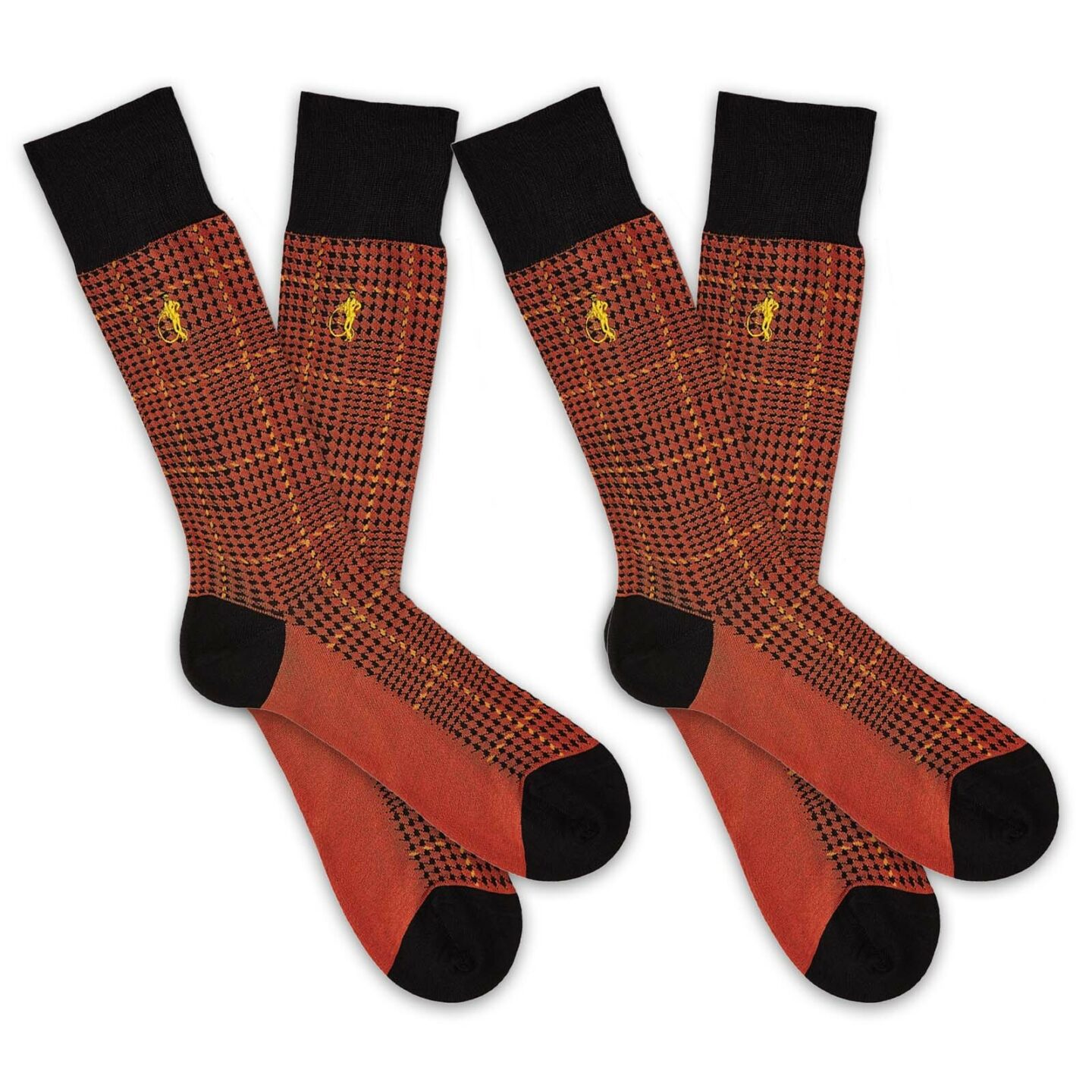 Cross hatched patterned Ottoway socks in burnt orange and black