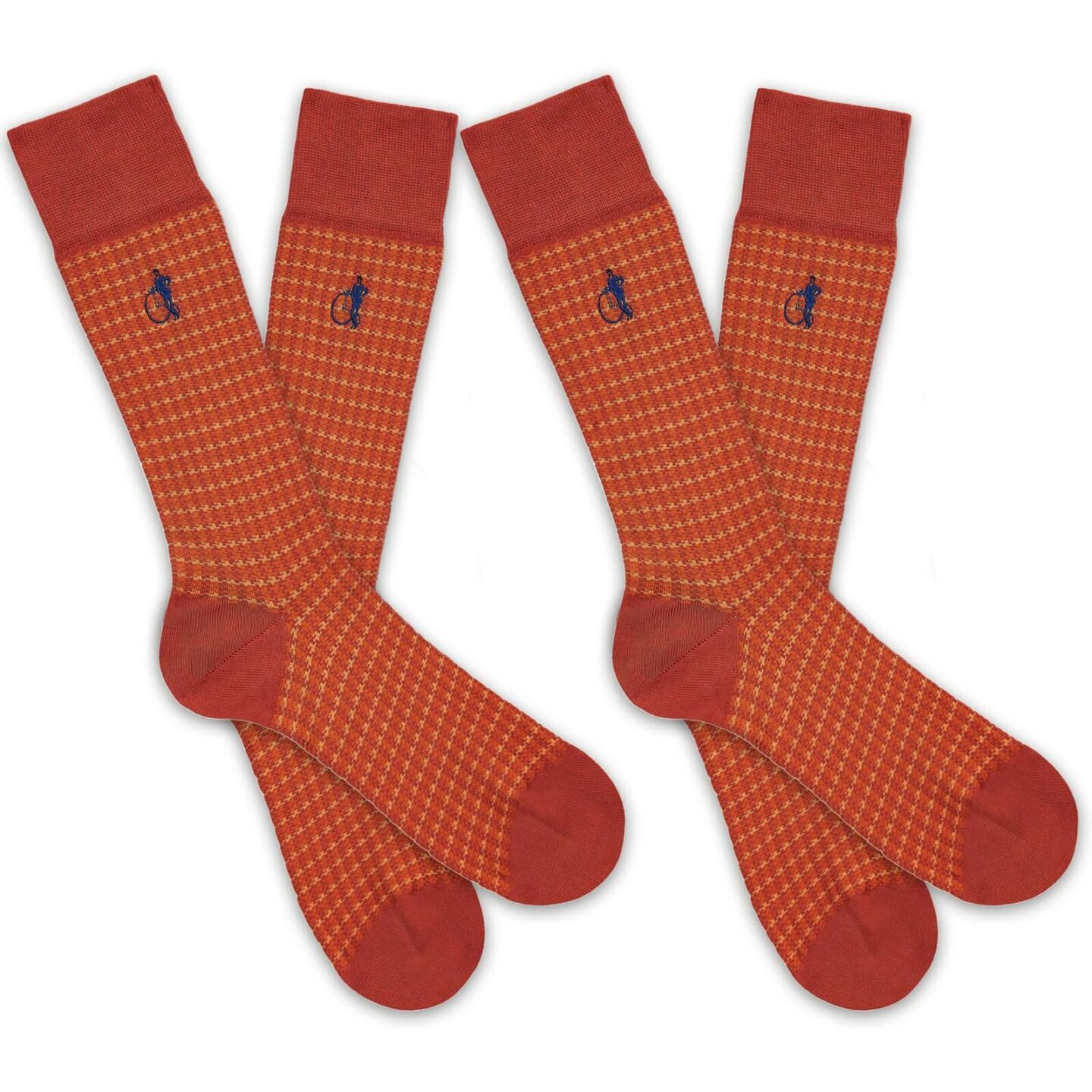 2 pairs of orange and white chequered mens socks